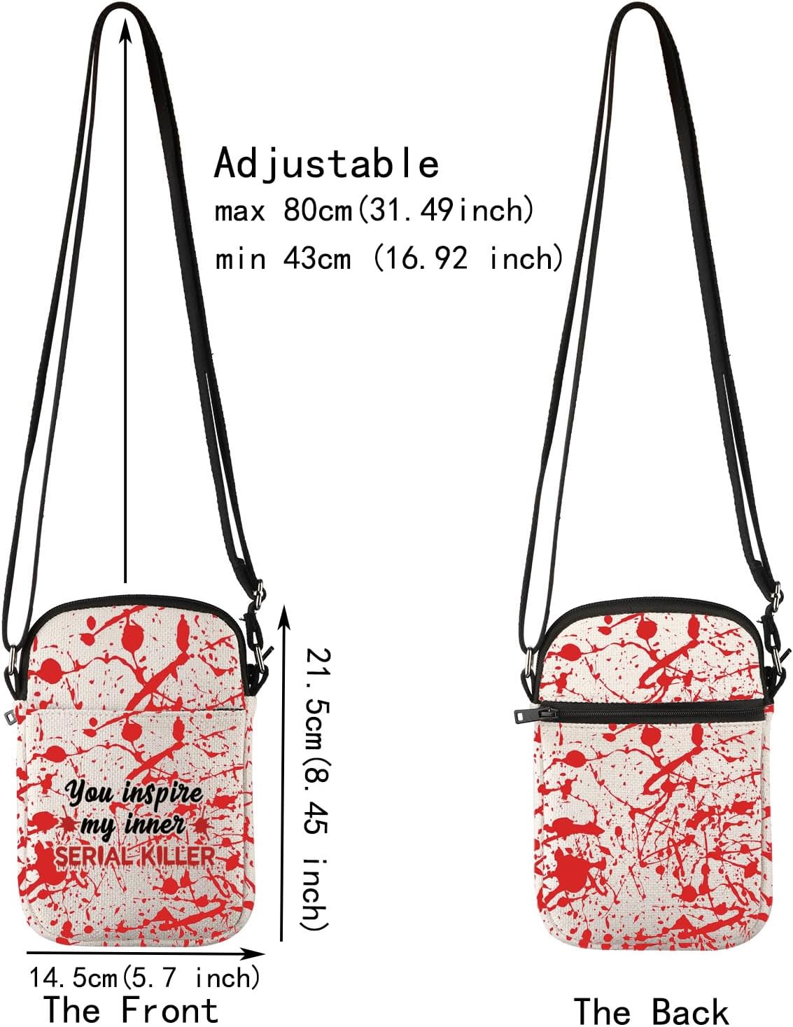 JXGZSO Dark Humor You Inspire My Inner Serial Killer Crossbody Bag Adult Humor Funny Quote Shoulder Bag image 3