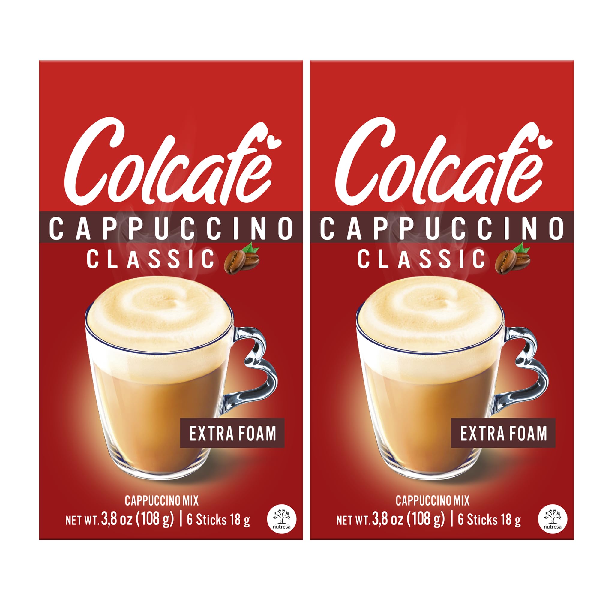 Colcafe Instant Classic Cappuccino, 6 sticks per pack, Pack of 2