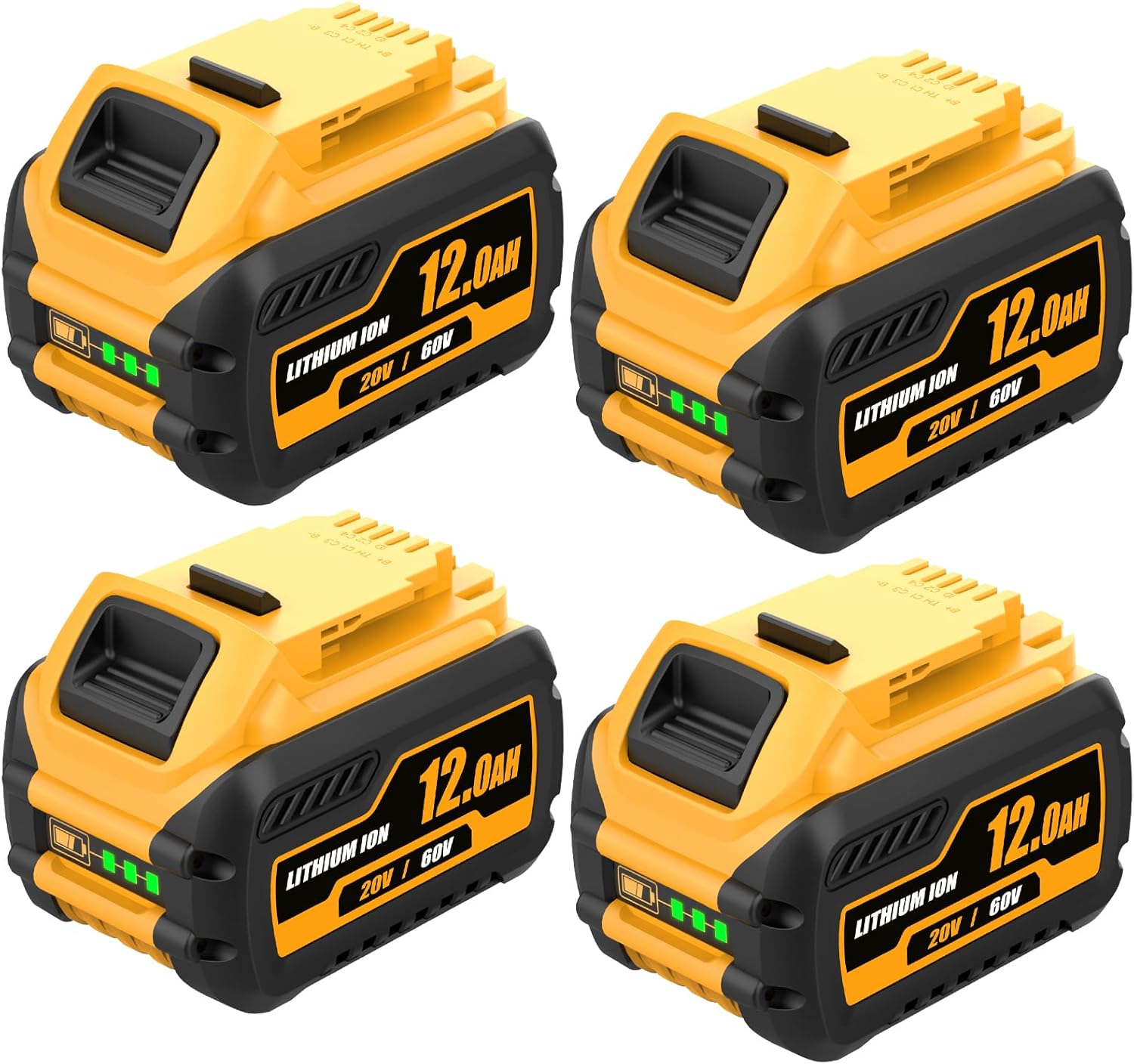 Dosctt 【4 Packs 12000mAh High Capacity 】 Li-ion Battery Replacement for Dewalt 20V/60V MAX Battery Compatible with DCB606 DCB609 DCB612 DCB208 DCB207 DCB206 Cordless Power Tools