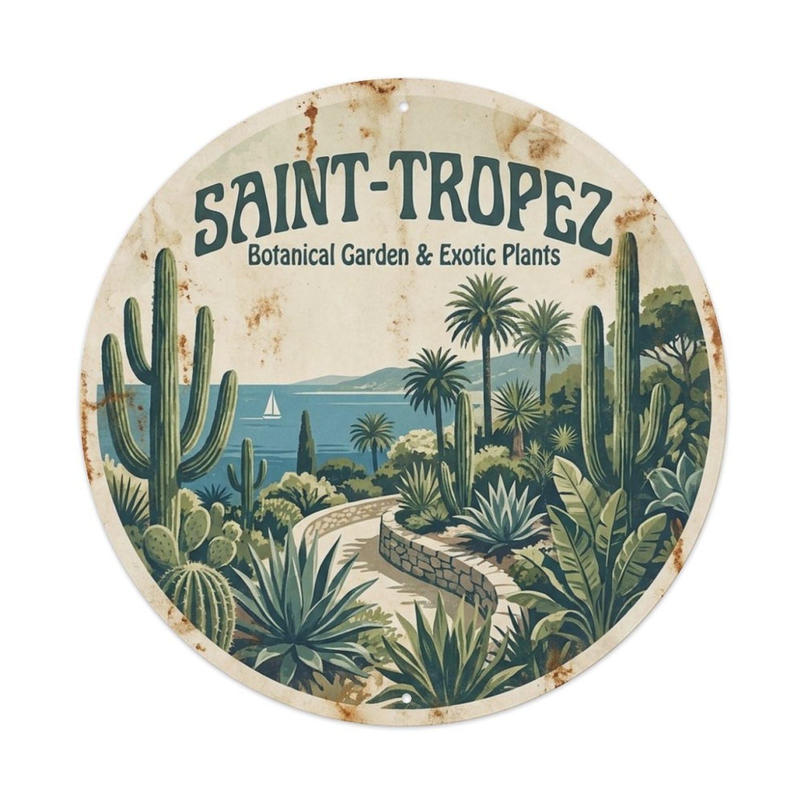 France Saint Tropez Botanical Garden Exotic Travel Metal Tin Sign