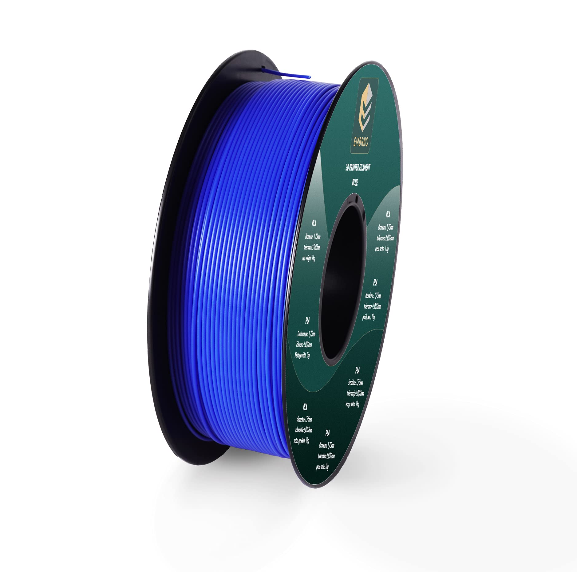 Embro PLA 1.75mm 3D Filament Tangle-Free, High Strength Toughness 1kg (2.2lbs) Premium, Tolerance Accuracy +/- 0.02 mm (Blue)