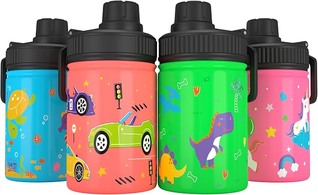 Be-Active Stainless Steel Kids Water Bottle Leakproof | BPA Free | Childs water bottle | 350ml | Kid School girls boys sports bottles (Green)