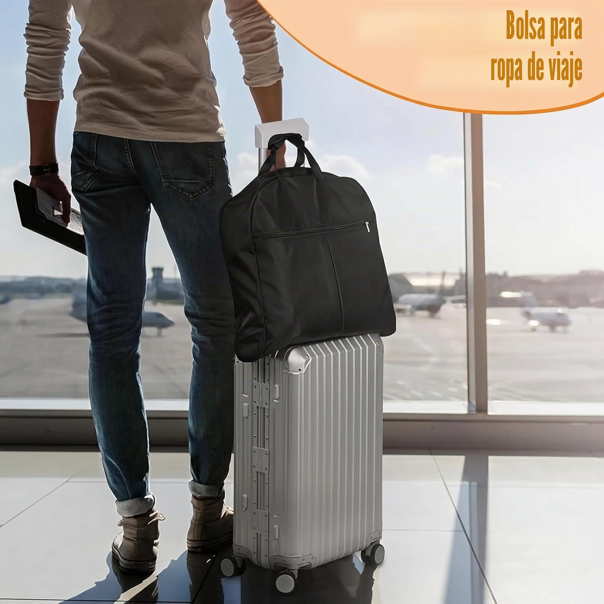 Bolsas de viaje resistentes 43 pulgadas, impermeables, para hombre y mujer, con asa y bolsillo grande, equipaje de mano para viajes de negocios, color negro, Black2, 109 cm