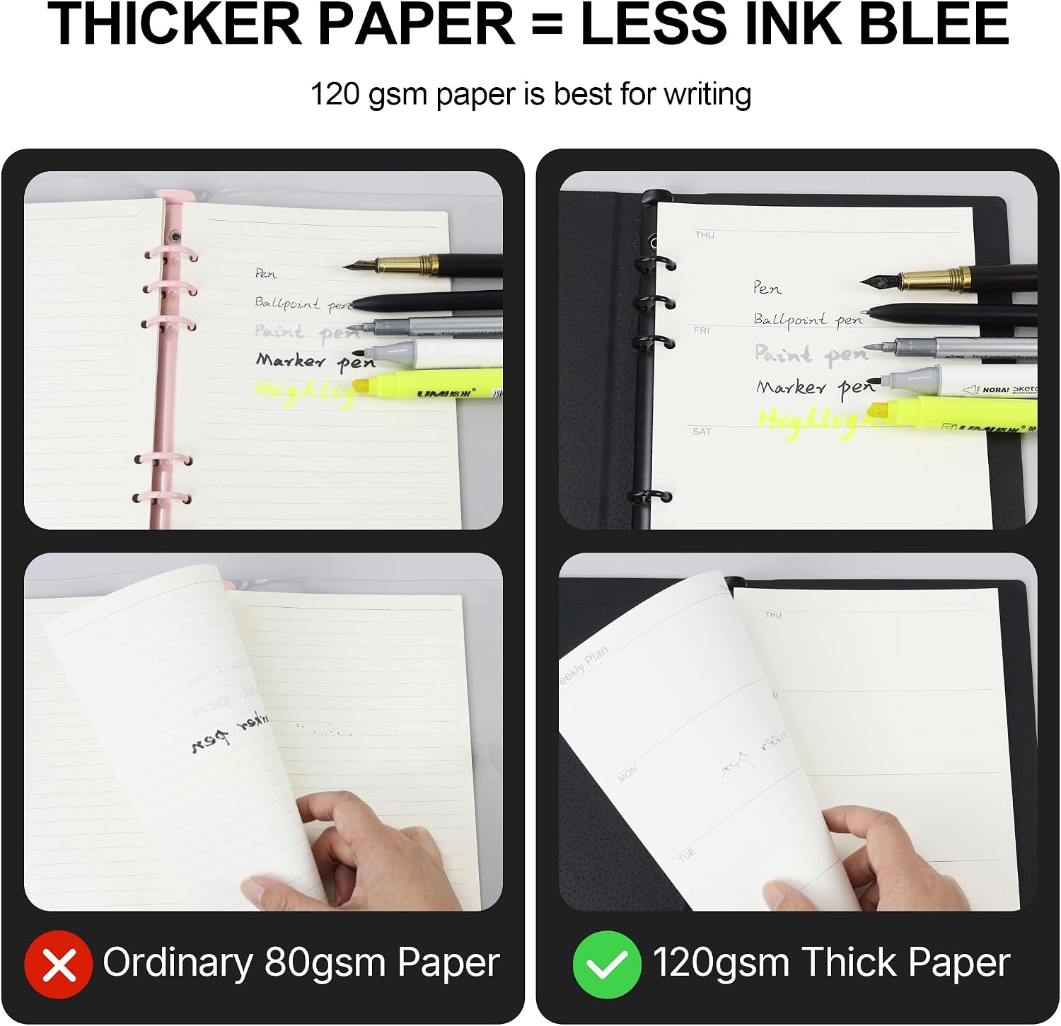 A5 Refill Paper, 80 Sheets 6 Ring Binder Weekly Planner Inserts image 5