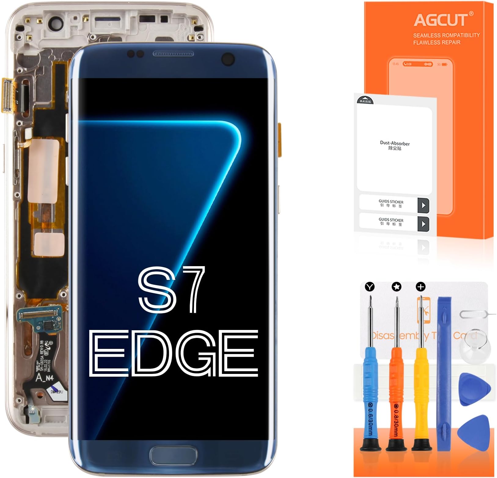 OLED for Samsung Galaxy S7 Edge Screen Replacement for Samsung S7 Edge LCD Display G935 G935W SM-G935F LCD Digitizer Assembly Repair Parts with Frame(Not for S7) (Blue)