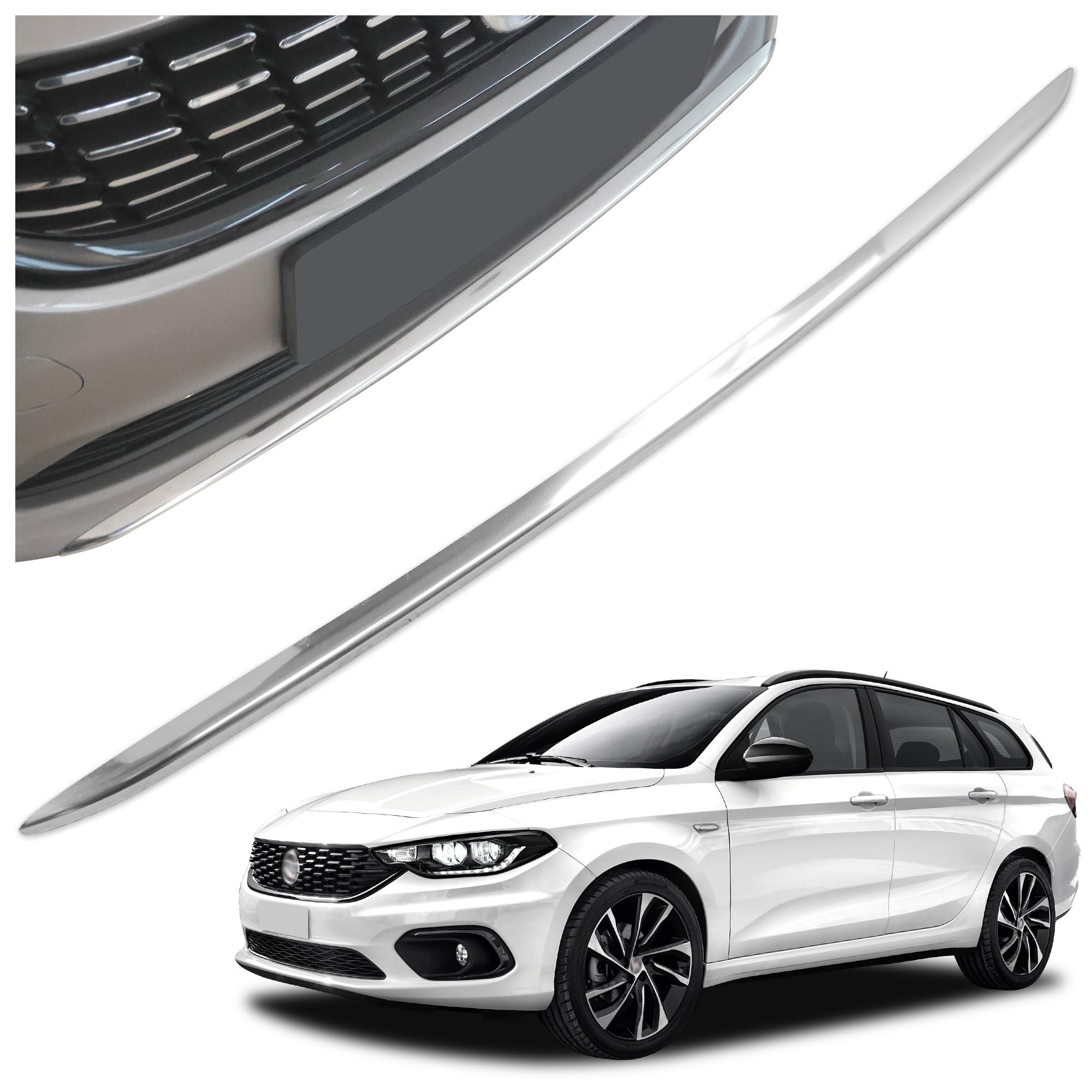 CHROMEMASTER | Kompatybilna z Fiat Tipo Kombi 2016-2020 | Listwa Atrapy Zderzaka Przedniego; Stal Nierdzewna Polerowana | Idealne Dopasowanie; Nowy, Atrakcyjny Wygląd Samochodu