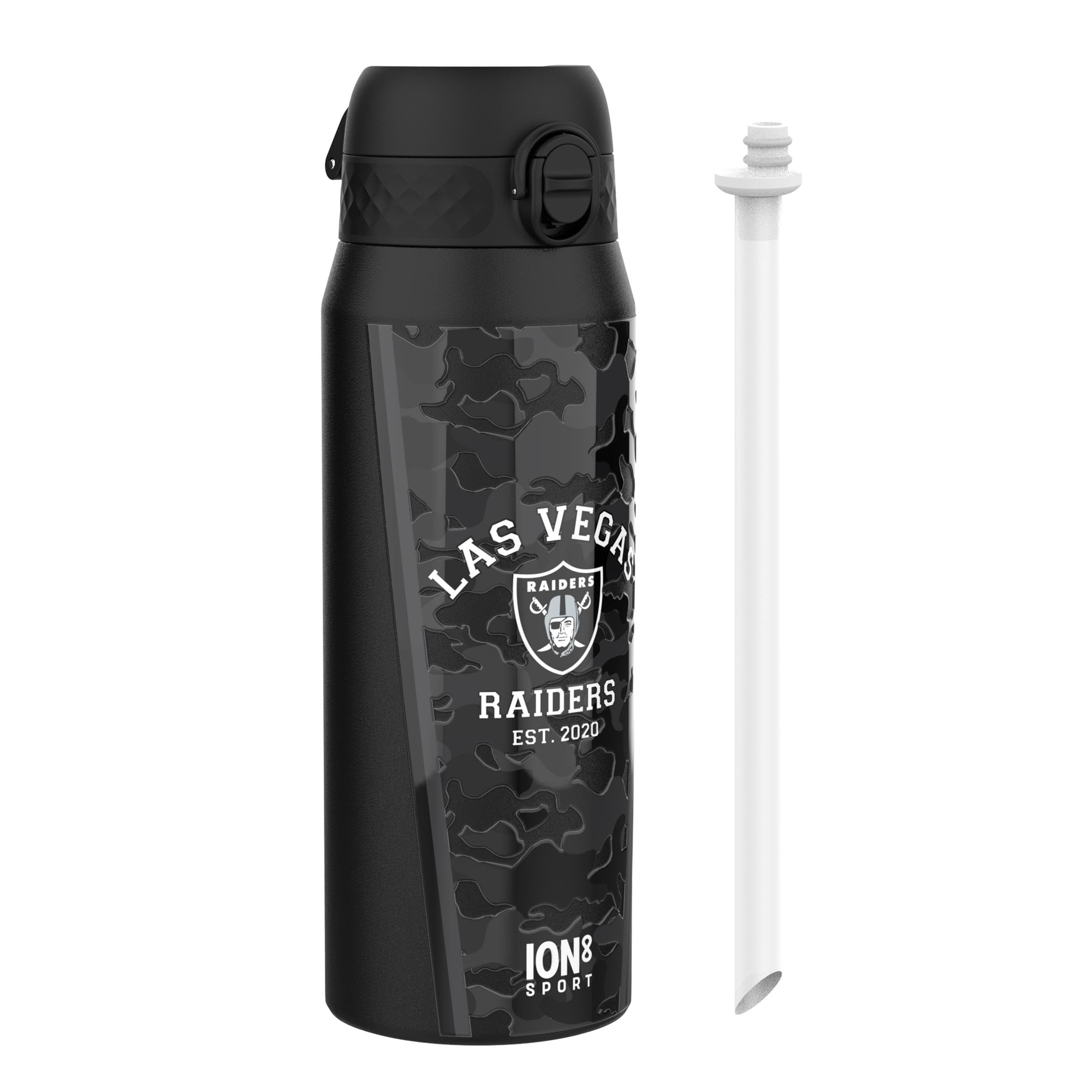NFL Las Vegas Raiders Sports Thermal Water Bottle with Removable Straw, 750ml/24oz, Leak Proof Insulated Drinking Bottle, Easy to Open, Secure Lock, Dishwasher Safe, Flip Cover, Metal Water Bottle