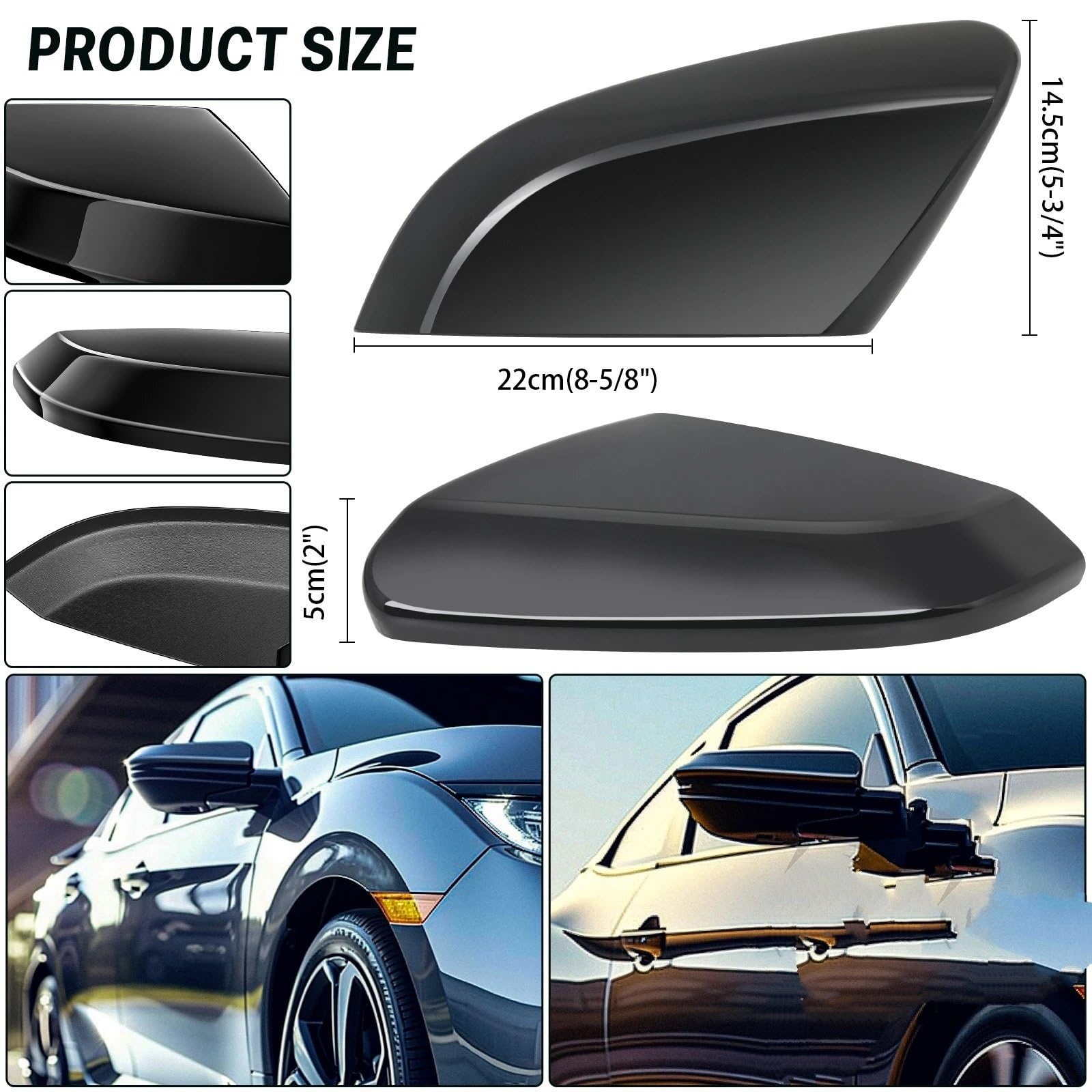 zamiennik do lusterka bocznego Pasuje do Honda Accord 10 2016-2021, czarna osłona lusterka bocznego, część zamienna do samochodu.