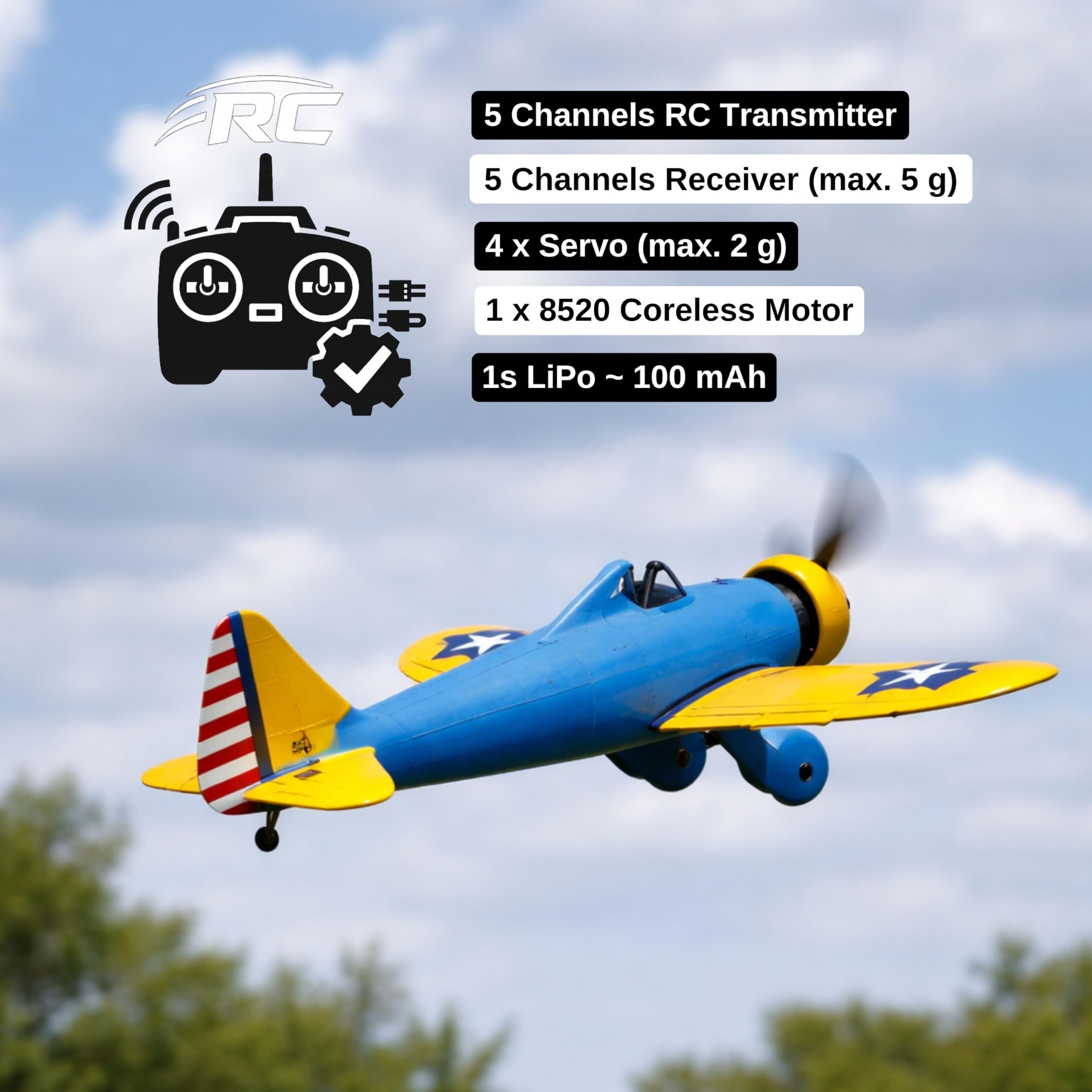 P-26A Peashooter Slow Flyer Modellflugzeug Kit, Maßstab 1:20, 381 mm Spannweite, RC Flugzeugmodell Baukasten, Modell Flugzeug zum selbst Bauen, gelaserte Holz Bauteile, 381 x 310 x 130 mm, 45 g RTF
