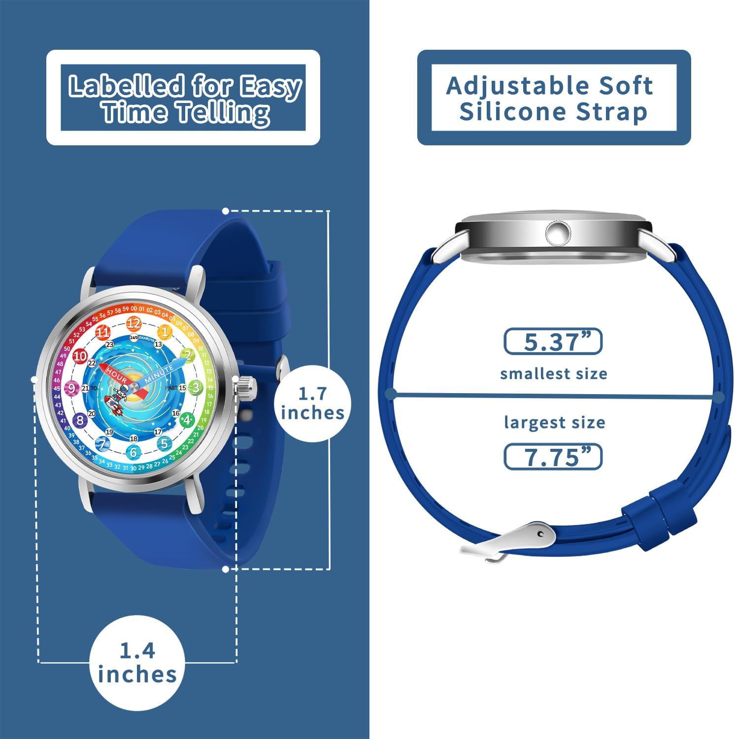 Kids Watch - Analog Watches for Kid Boys Girls Ages 7-10, 8-12, Astronaut Learning Time Teaching Tool