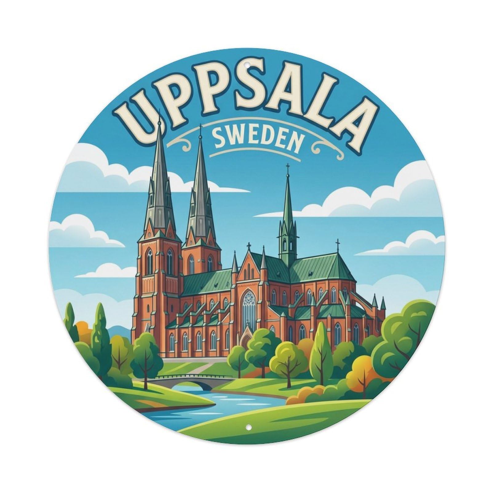 Galvaxio Style Sweden Retro Travel Uppsala Metal Tin Sign
