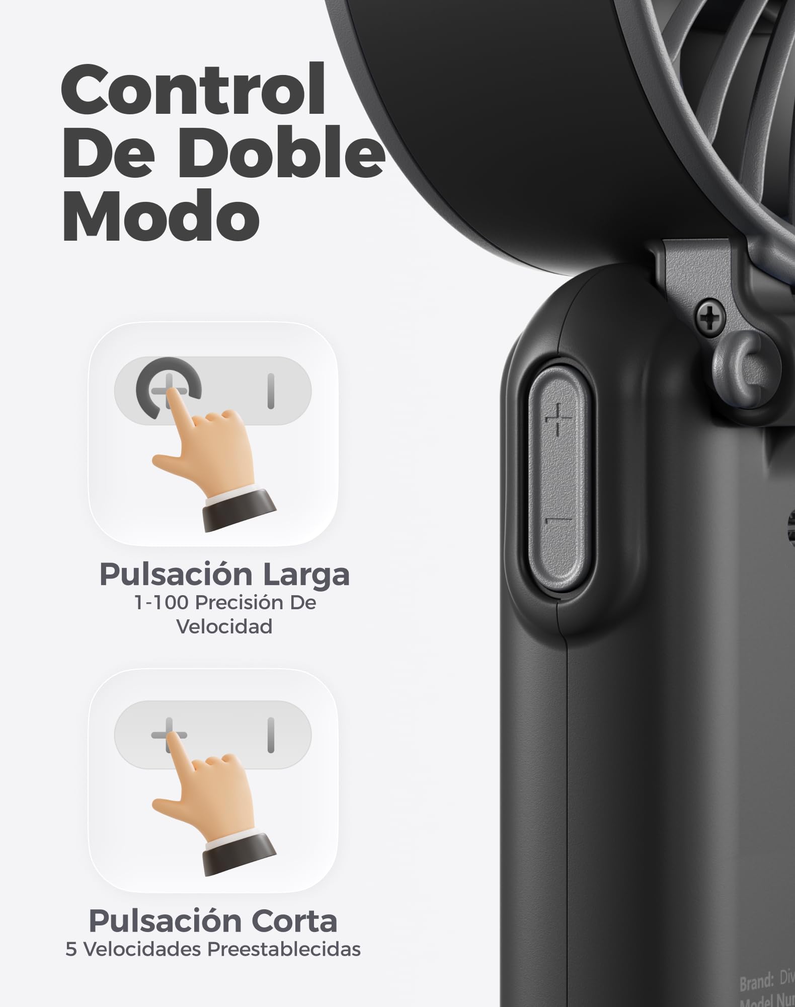 Diveblues - Ventilador Portátil de Mano Plegable con Batería - para Mano, Escritorio y Cuello - 100 Velocidades Ajustables y hasta 12h de Autonomía - Ideal para Viajar, Playa, Camping y Oficina