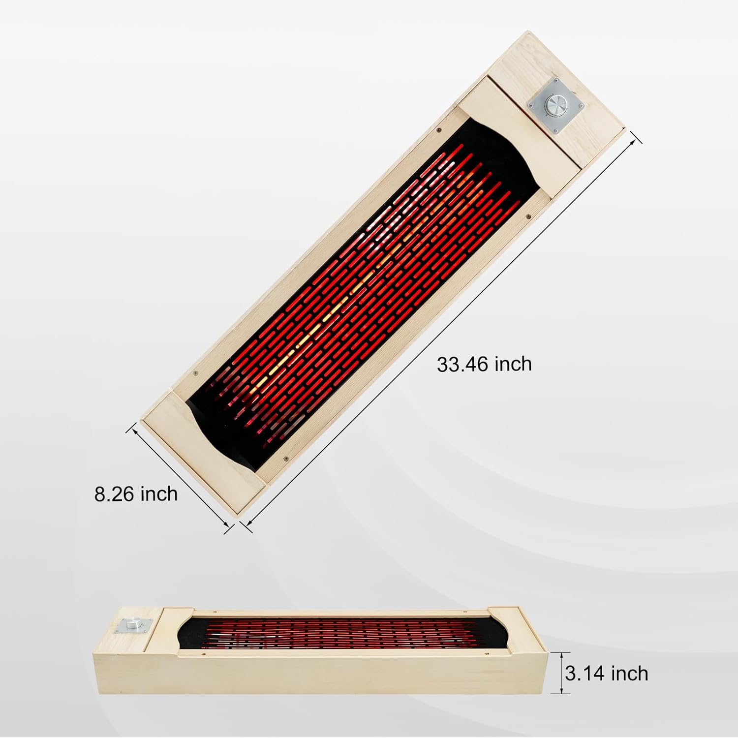 Individually Controlled Far Infrared Sauna Heater with Temperature Knob Adjuster, 110V, 350W/Pcs, with Anti-scald Mesh Cover, Heat Reflector, Hemlock Material