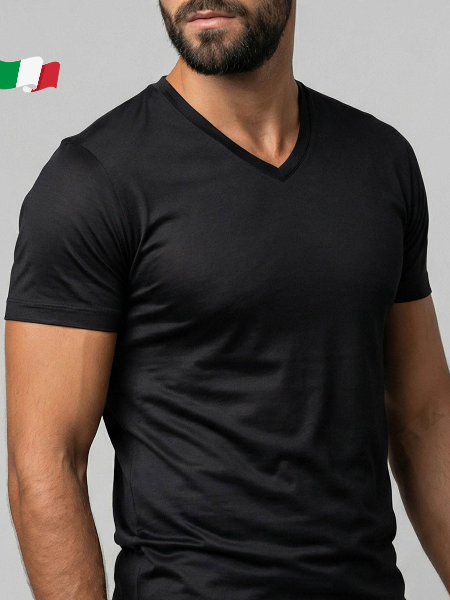 EGI Maglia Intima Uomo Scollo V in Cotone Filo di Scozia, T-Shirt Mezza Manica Traspirante Sottocamicia Elegante Estiva Anti-Sudore Made in Italy Art. 5322