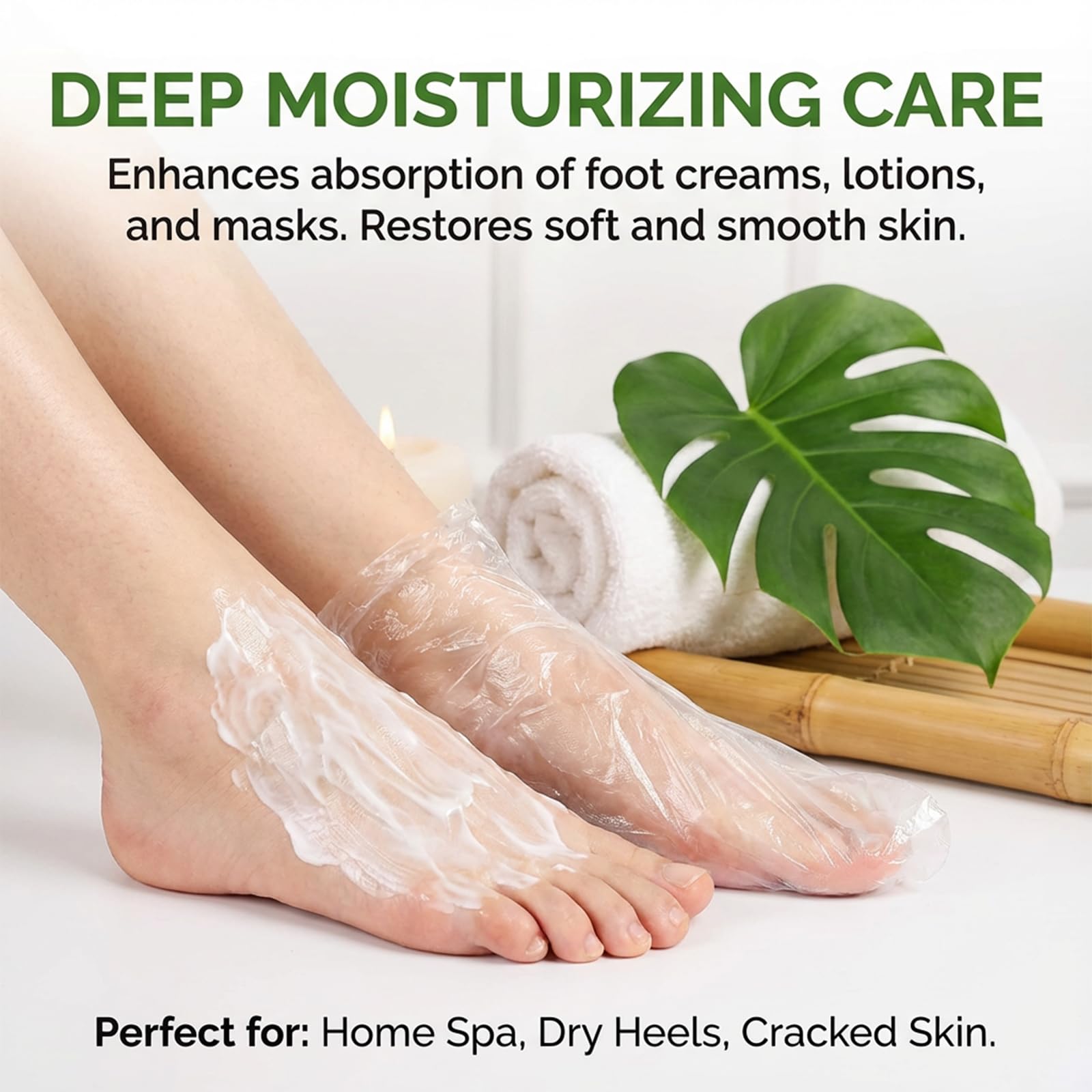 Lot de 100 couvre-pieds en plastique pour pieds - Jetables - Pour le bain de paraffine, la pédicure, le spa, les chaussures