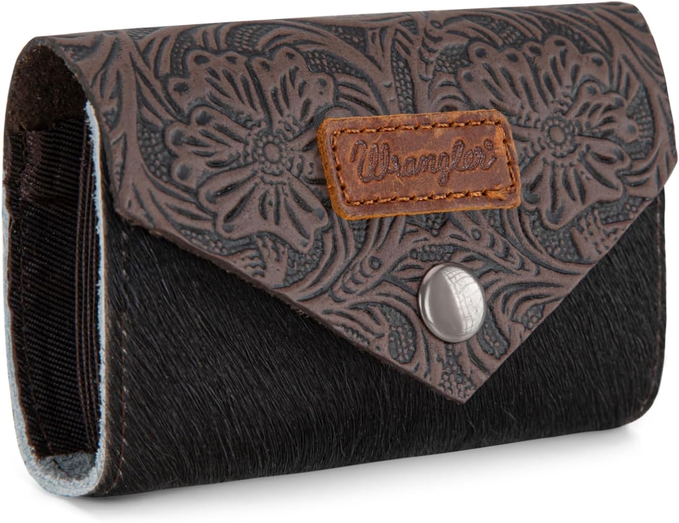 × Wrangler Mini Credit Card Wallet for Men Women Western Small Zipper Wallet for Men Women, Coffee