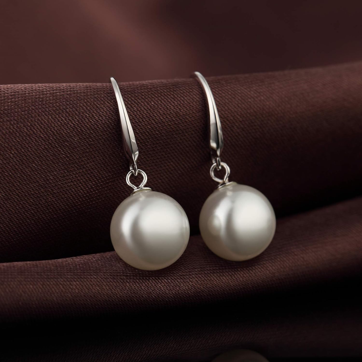 Han han 925 Sterling Silver Pearl Dangle Earrings for Women 10MM - Image 3
