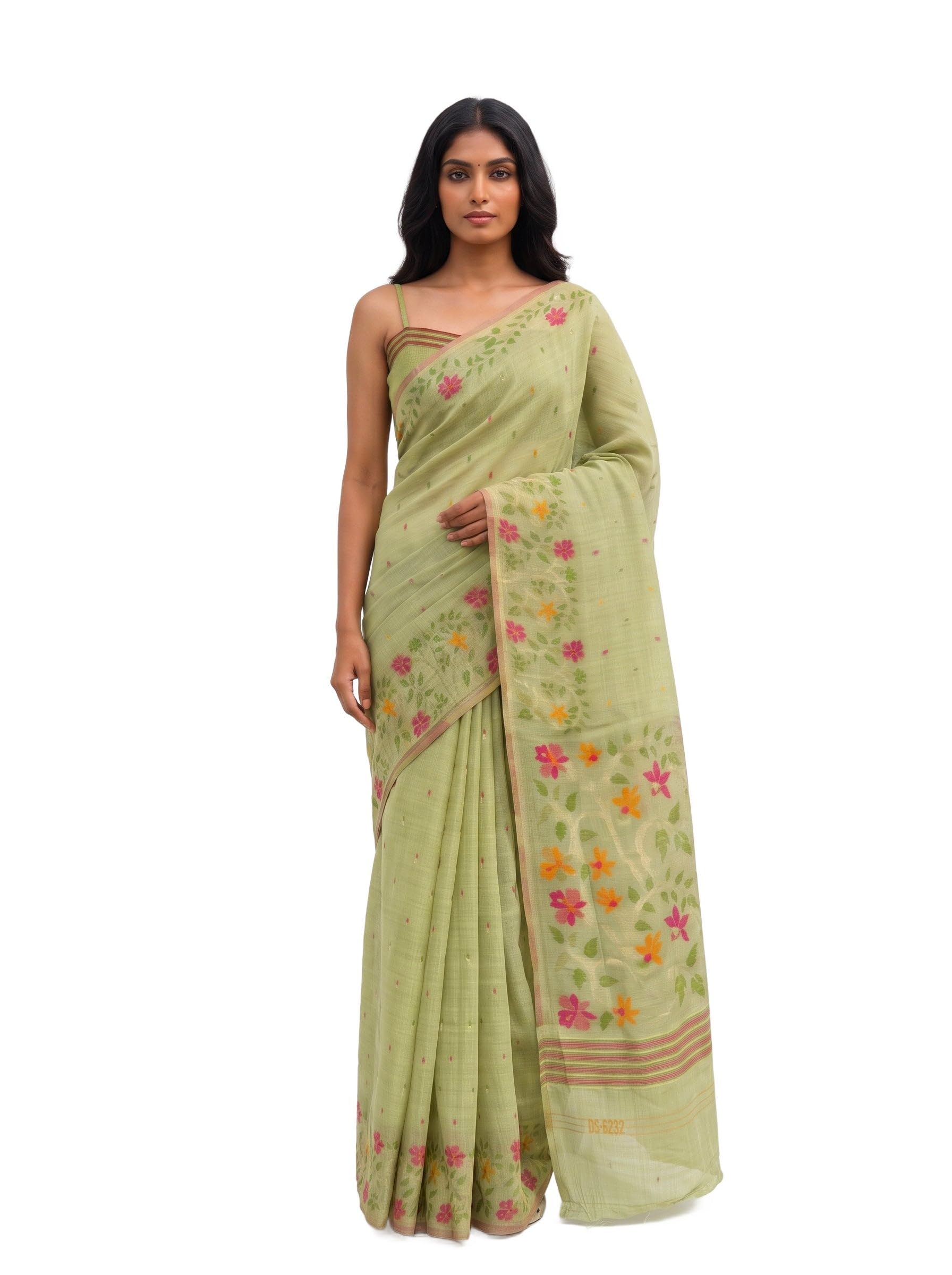 Women's Pista Linen Banarasi Saree (Unstitched Blouse) | Zari Woven | 6.2 Mtrs-image-31