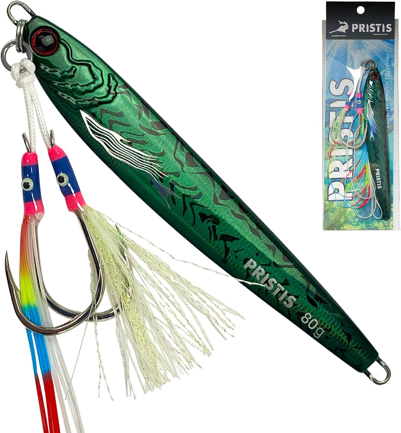 Pristis Convenient Fishing Gear Combination, 2.8 oz Saltwater Fishing Jigs & 3 Pack Heavy Duty Zinger Retractors, A Neat Option for Angler