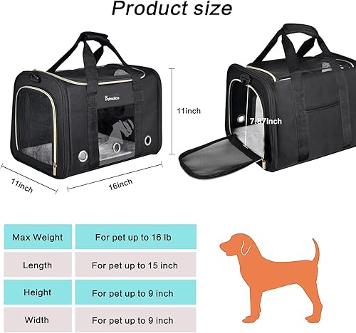 Miniatura 56 de Petmolico Transportador para gatos Bolsa para mascotas de lados suaves para gatos pequeños y medianos, cachorros, 16 libras, transportador de viaje