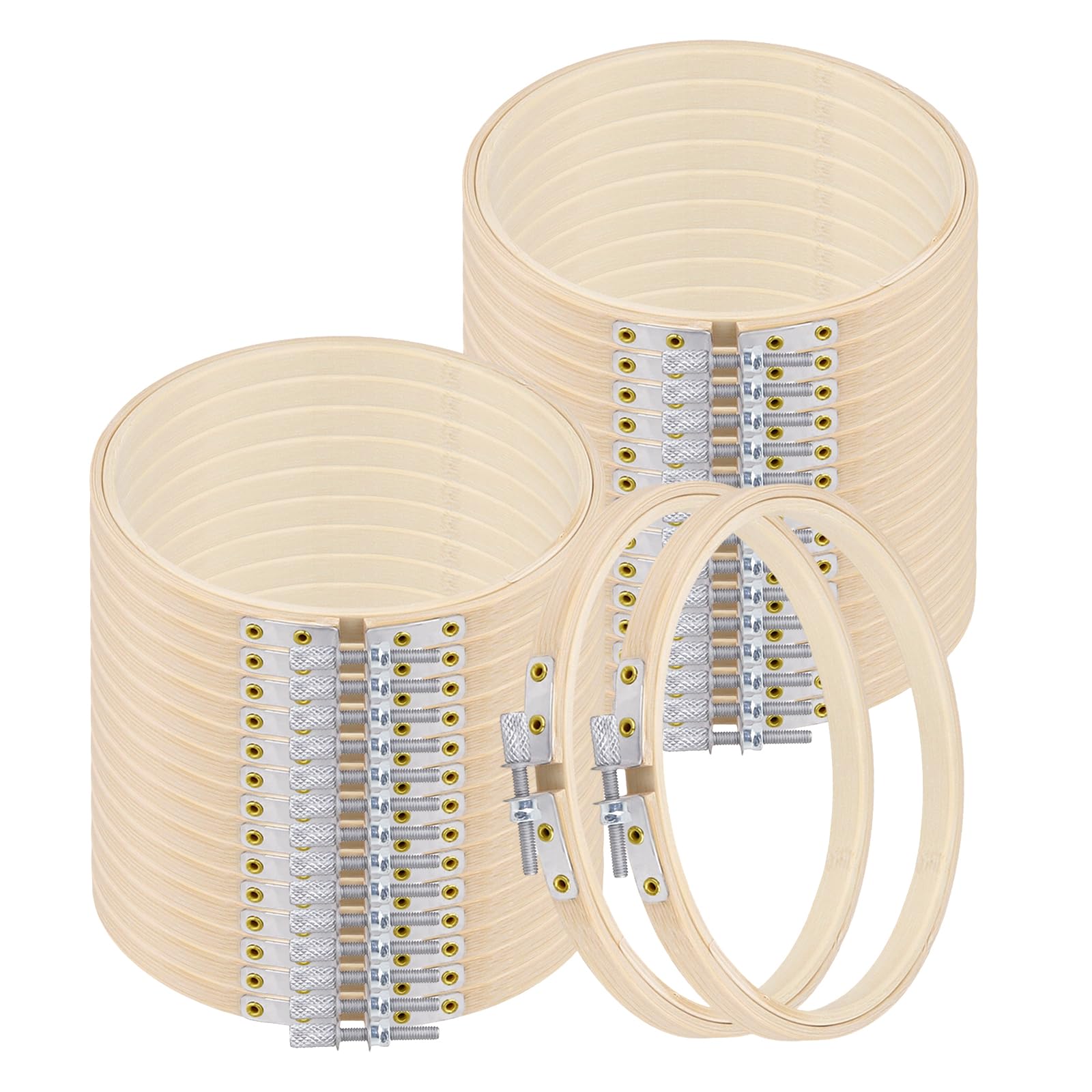 SENJEOK 30 PCS 5 Inch Small Bamboo Embroidery Hoops, 13cm Cross Stitch Ring Hoop for DIY Decorations and Art Craft Sewing