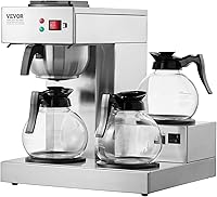 Vista 9 de VEVOR Cafetera de Goteo Comercial de 12 Tazas, Máquina Cafetera con 3 Jarras de Vidrio y 3 Platos Calentadores, Cafetera de Acero Inoxidable