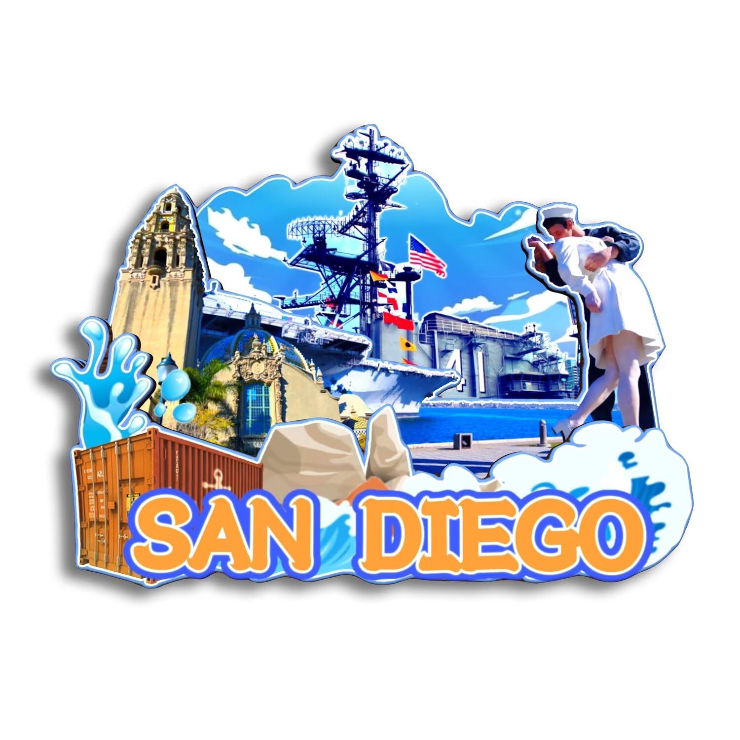 Quwsne Magnete da frigorifero Los Angeles California Stati Uniti magnete da frigorifero souvenir di viaggio città regali turistici 3D monumenti classici fatti a mano artigianato decorazione della casa