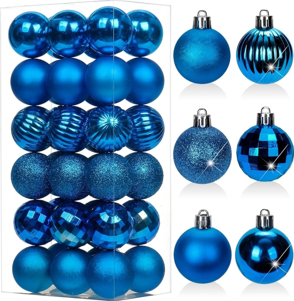2023 Christmas Ball Ornaments Gold 36pcs/40mm Small Shatterproof Xmas Christmas Tree Balls with String for Xmas Holiday Hanging Christmas Ball Christmas Tree Ornaments Decoration (Blue)