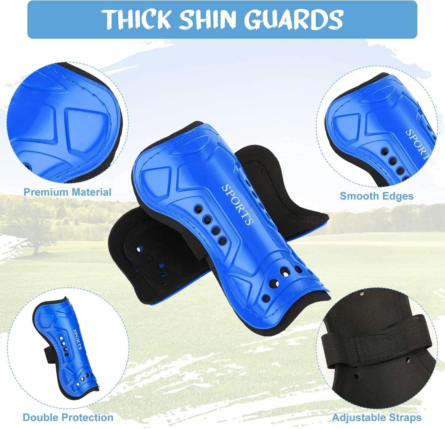 Toulite 4 Sets Soccer Shin Guards and Socks for Youth Kids, Soccer Shin Pads Long Socks for 7-15 Year Old Child, Gear Football Equipment for Boys Girls Toddlers Teenagers - Image 3