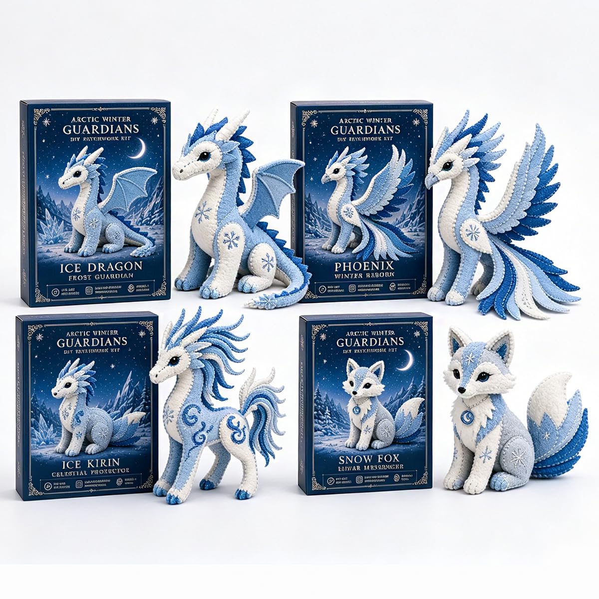 Arctic Winter Guardians zestaw patchworkowy DIY, seria Arctic Winter Series, filcowy zestaw do szycia, fantazyjne rzemiosło dla początkujących, zestaw do majsterkowania do dekoracji domu i dla