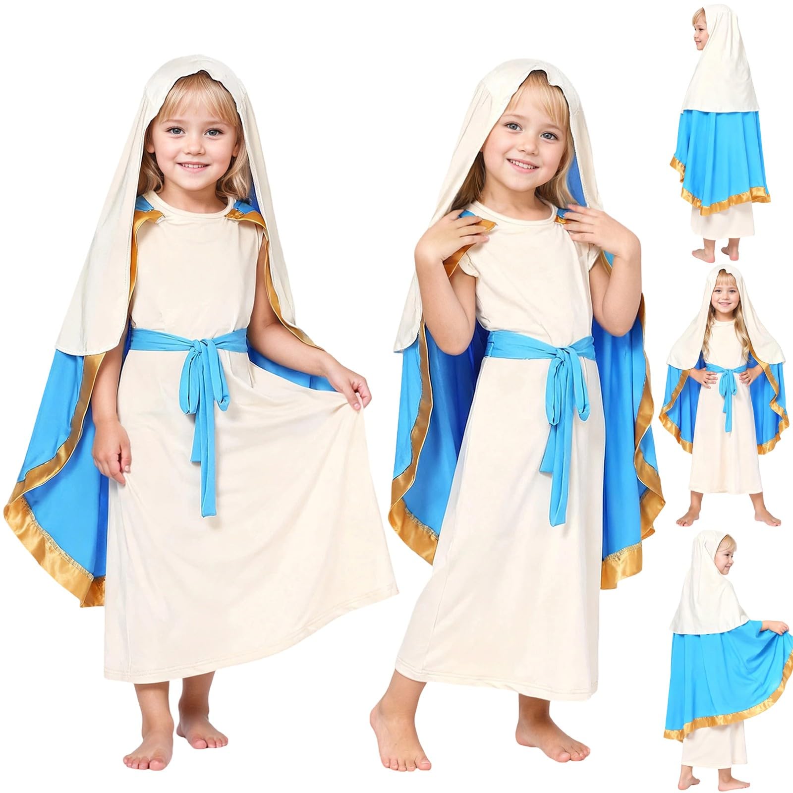 Shepherd Costume Kids Innkeeper Costumes Joseph Costume Kids Nativity Costumes for Kid Shepherd Nativity Outfits Villager Clothing Inn Keeper Attire Christmas Fancy Dress Boys Girls Dress Up Beige