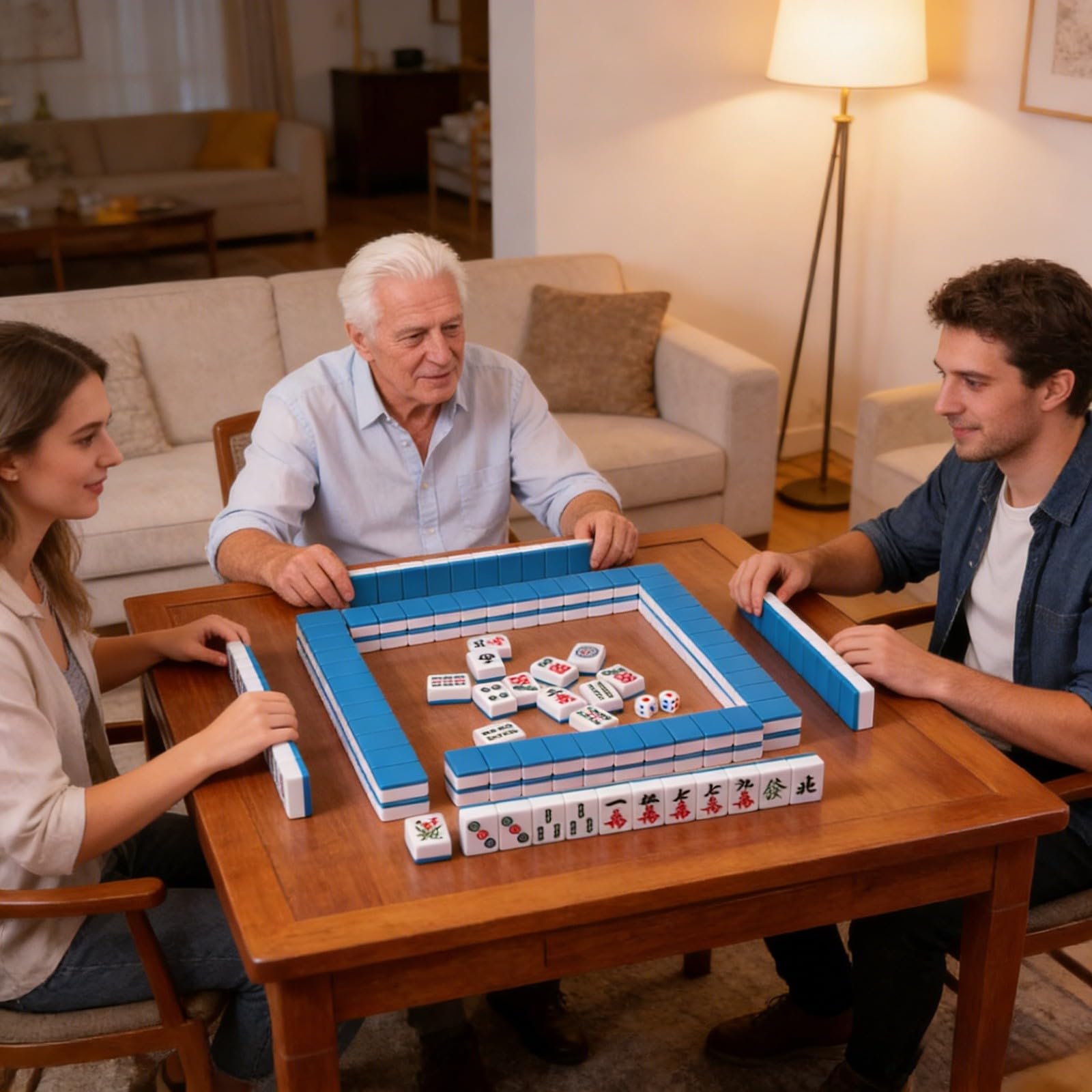 Mahjong clásico con azulejos completos y para noche de juegos familiares y desarrollo de habilidades 22