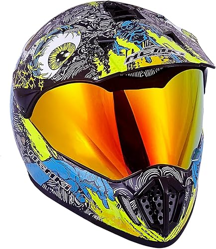 Miniatura 6 de Cascos Nenki Helmets de motocross y motocicleta que cubre todo el rostro. Casco NK-310, aprobado por DOT, con visera roja de iridio