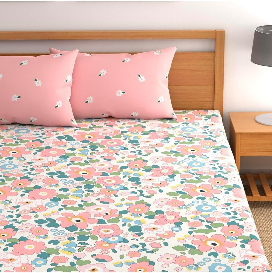 CLiDE Red Cherry Glace Cotton Bedsheet Set - Luxury Double Bedding -9
