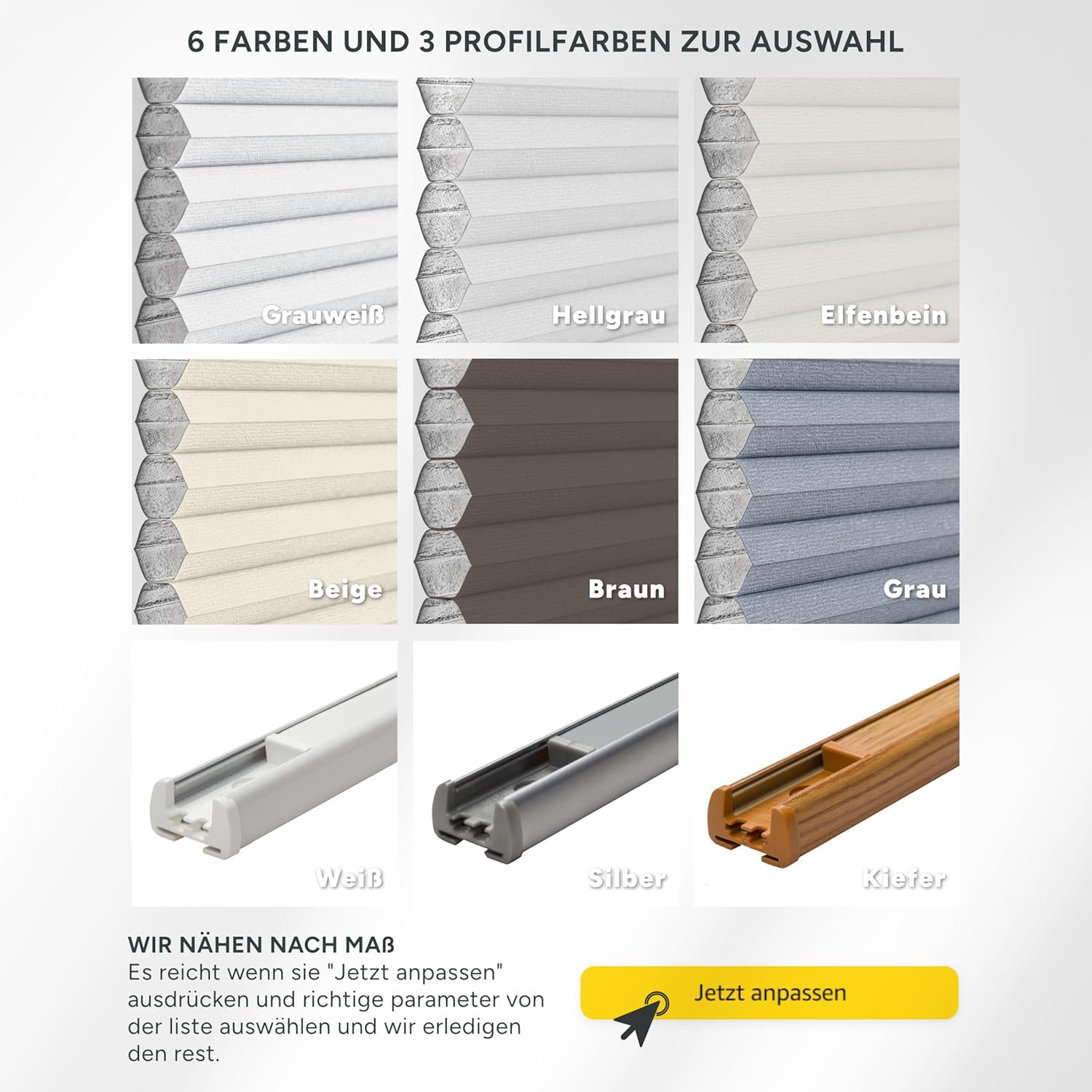 Estika Dachfenster Wabenplissee mit Bohren nach maß - 6 Stofffarben, 3 Profilfarben, Breite, 30-120 cm, Höhe 50-149 cm - Dachfenster Rollo, Fensterrollo innen, Fenster plissee