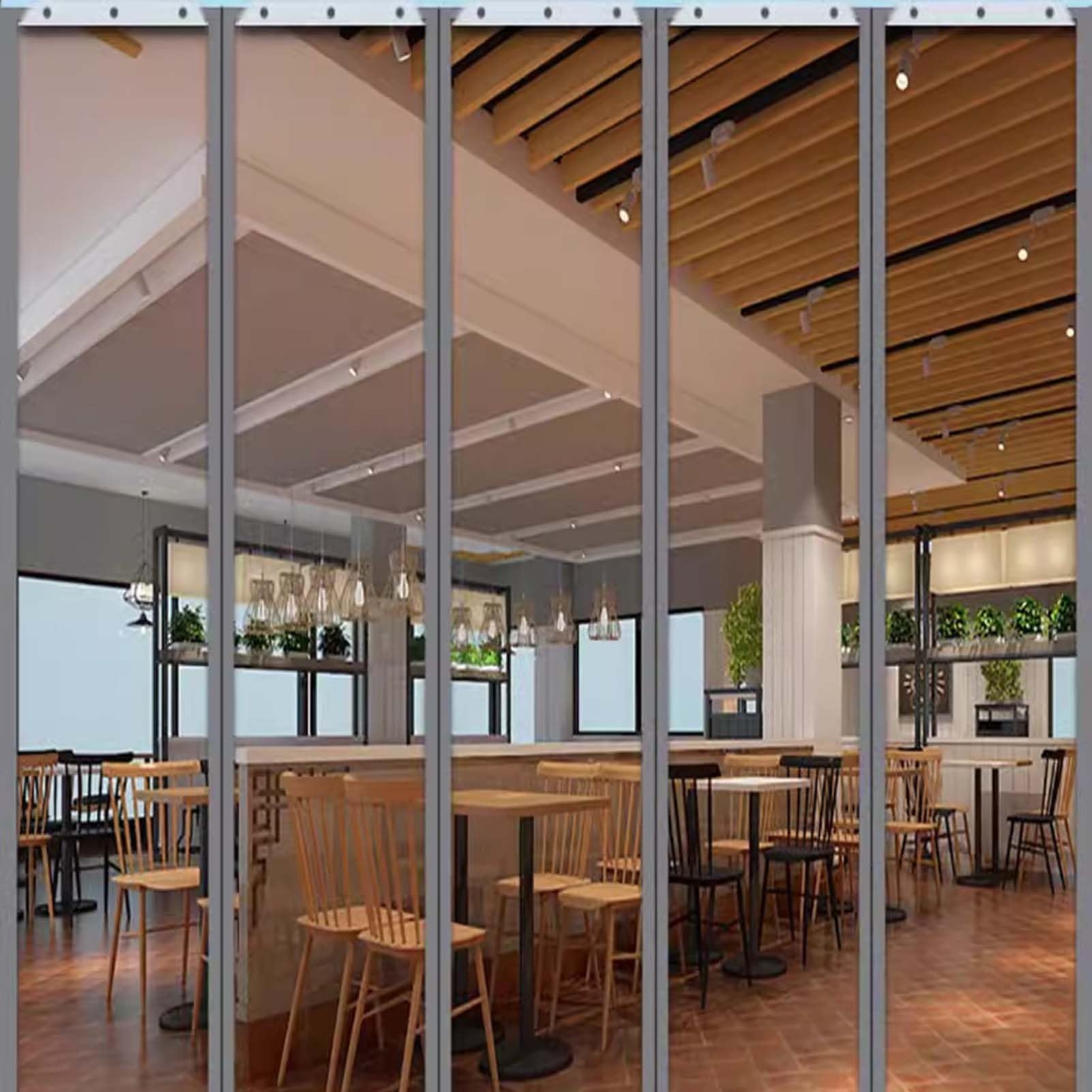 HSOQN Clear Door Curtain Reinforced Magnetic Stripes Waterproof Plastic Strip Curtain Thicken Magnetic Screen Door for Shopping Malls (Color : Gray, Size : 0.55x2.1m/1.8x6.89ft)