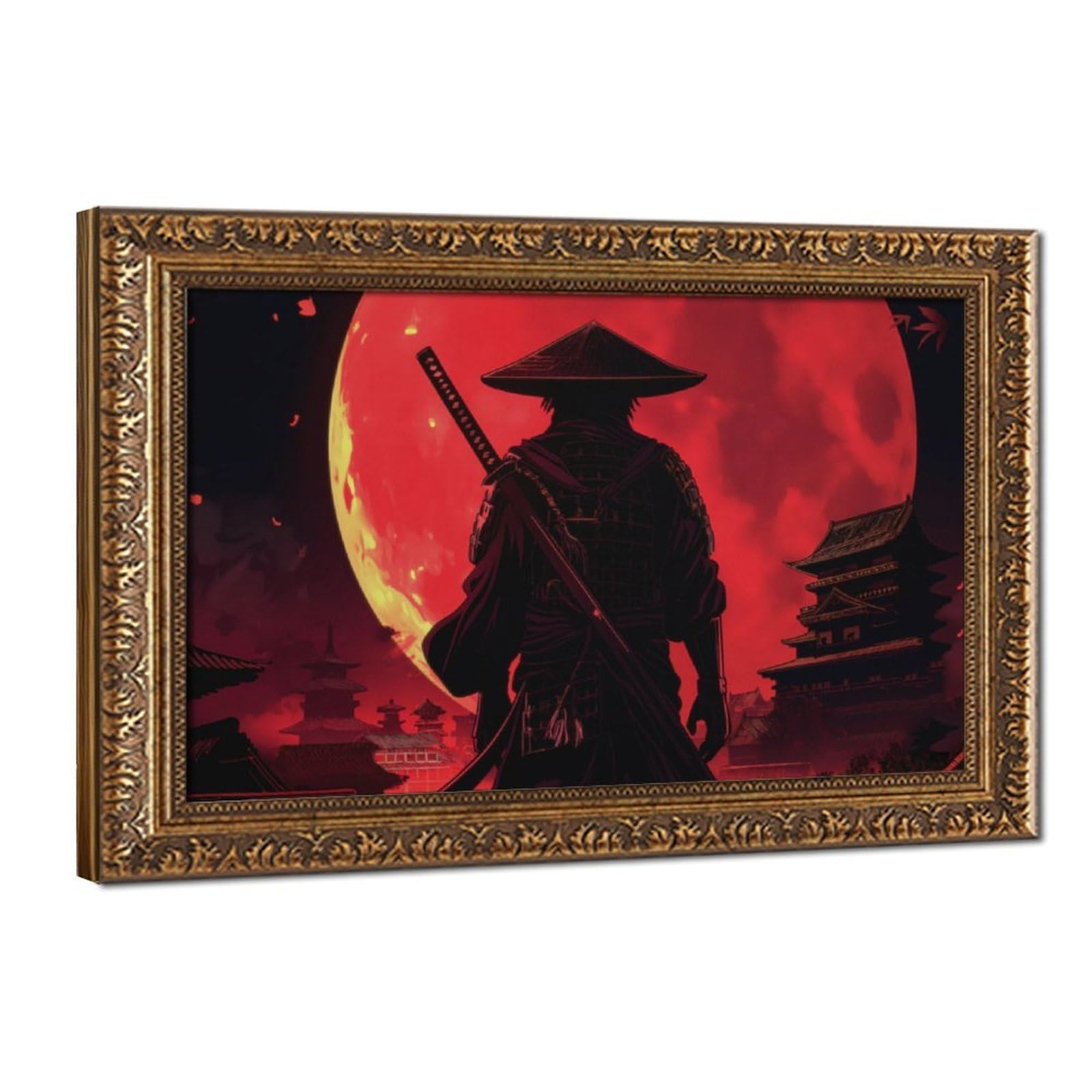 Bareronor Japanese Landscape Samurai Canvas Poster Bedroom Decor Landscape Office Room Decor Gift 24" L X 36" W