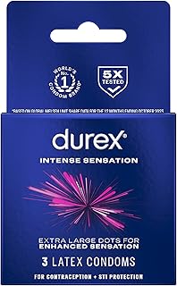Durex Intense Sensation Dotted Premium Condoms, 3 Count