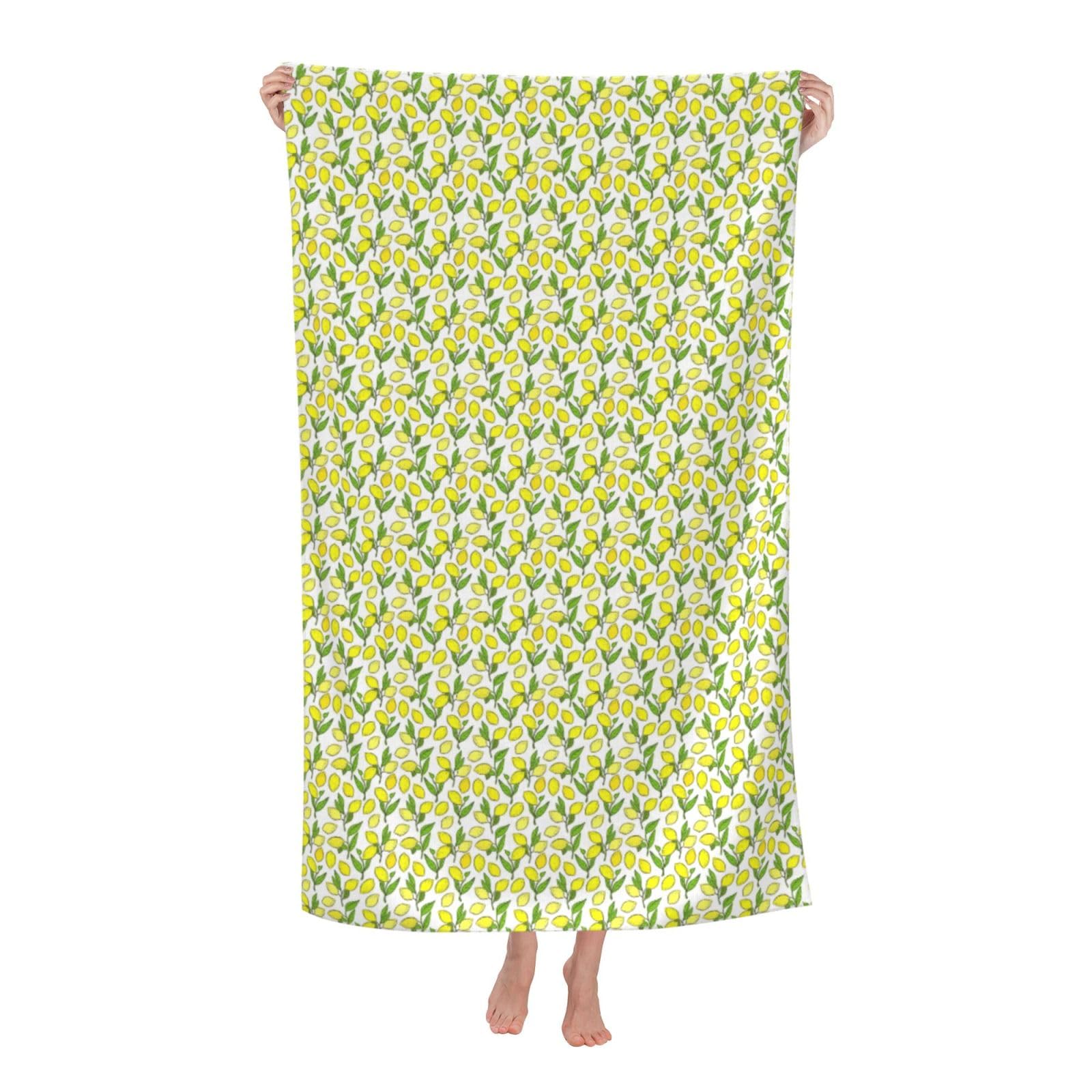 NImongt Yellow Fresh Lemons Print Oversized Adult Beach Towel For Travel Weekend Getaways Festivals Camping Trips