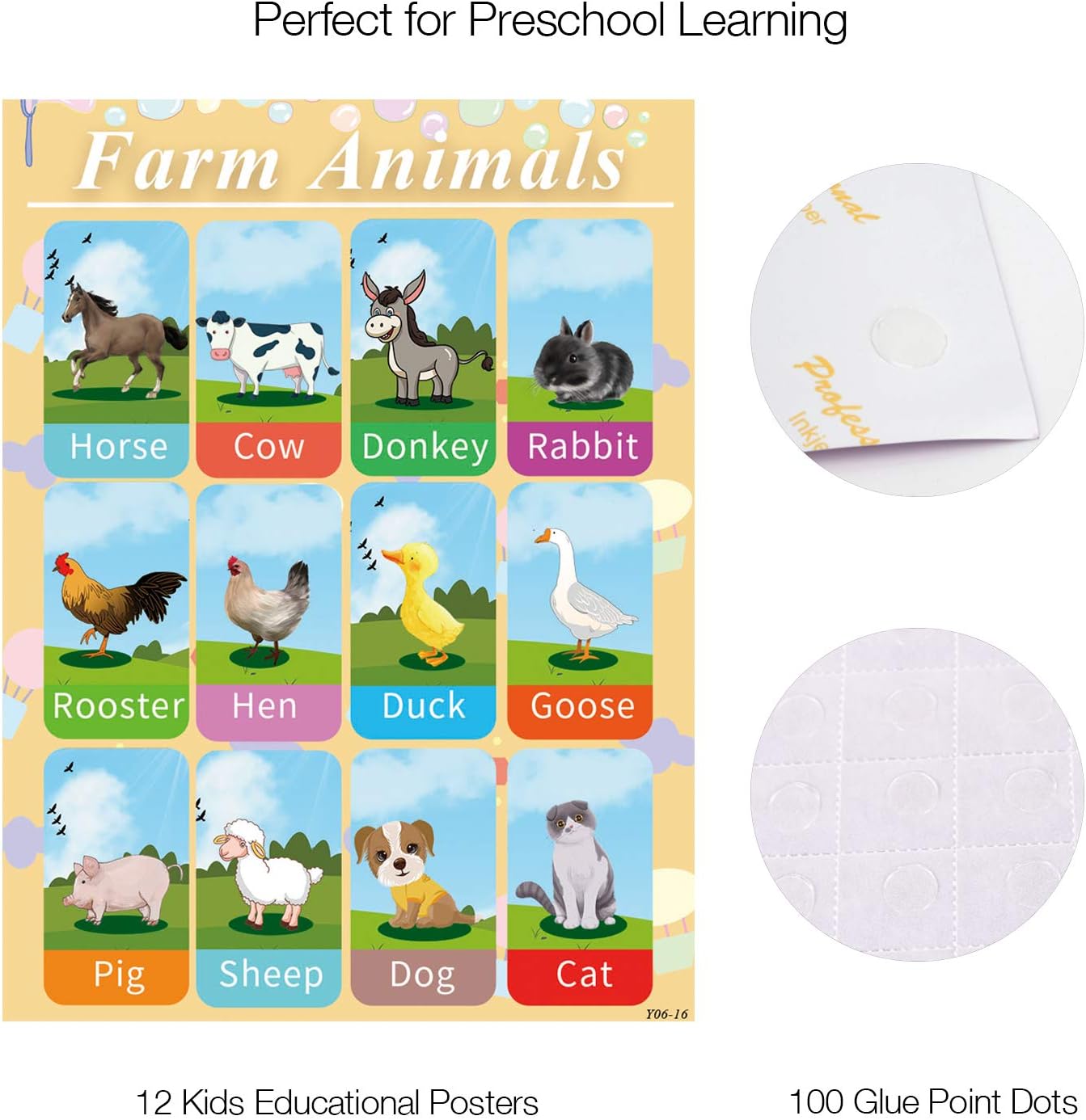 Educational Posters Kids Learning Charts - 12 Pcs Preschool Education Posters, Perfect for Homeschool Preschool Learning, Kindergarten Alphabet Numbers Posters for Children (Educational Posters)