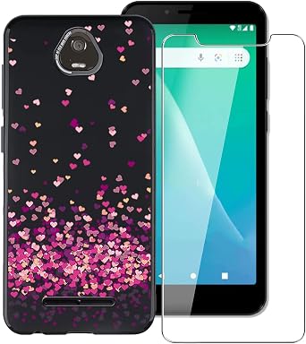 Case for Schok Volt SV55/SV55216 5.5", with 1 Tempered Glass Screen Protector. Black Soft Silicone Anti-Drop Cover, TPU Bumper Non-Slip Shell, for Schok Volt SV55/SV55216 Phone Case - WM85
