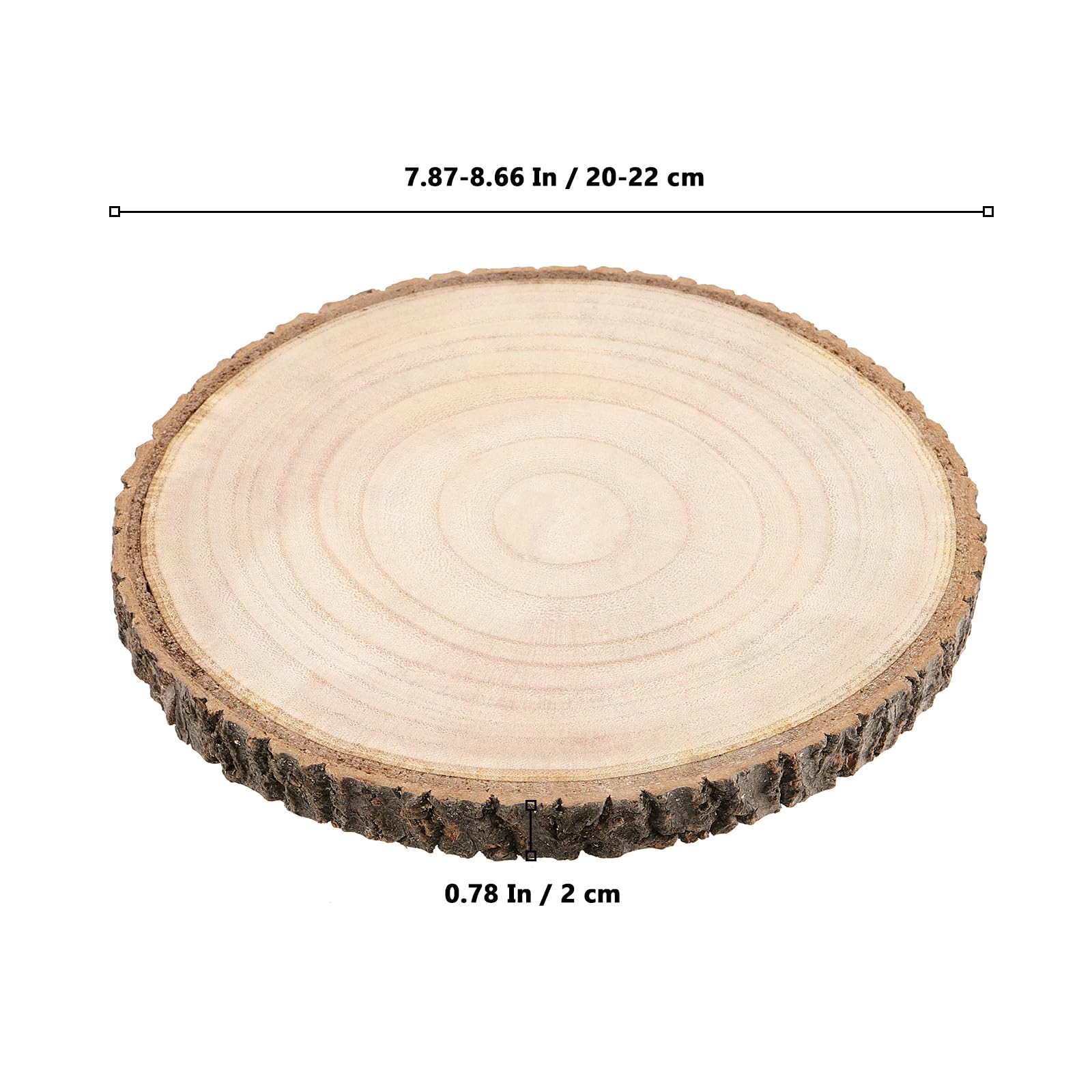 MUKLEI 6 Stück 20,3 - 22,9 cm Holzscheiben, unlackierte Naturholzscheiben mit Baumrinde, runde Holzscheiben für Hochzeit, Tischdekoration, Basteln, Partys, DIY-Projekte