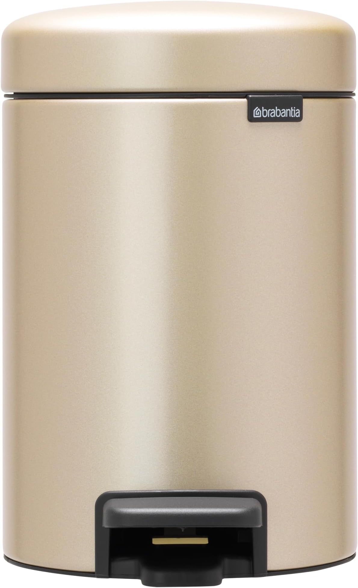 Brabantia Step-On XS Trash Can | Metallic Gold | 0.8 Gallon / 3L | Bathroom, Bedroom, Office Trash Can with Light Pedal Opening, Handle & Removable Inner Bucket | 6.6 x 9.3 x 10.4 | + Trash Bags