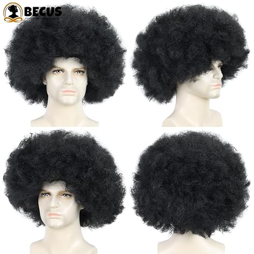 Miniatura 5 de BECUS Pelucas afro de 11 pulgadas para hombres, peluca afro rizada suave, sintética, corta, enorme, rizada, para hombres, uso diario y disfraz,