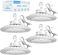 Vista 36 de Paquete de 4 luces LED UFO de alta bahía de 300 W, luces altas de 45,000 lm (equivalente a 1250 W MH/HPS) con atenuador, cable de 6' con enchufe