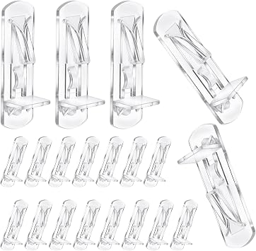 20pcs Plastic Locking Shelf Pins Shelf Support Pegs Fits 5mm Diameter Hole & 20mm Thick Shelves Cabinet Clear Self-Locking Bracket for Kitchen Furniture Book Shelves