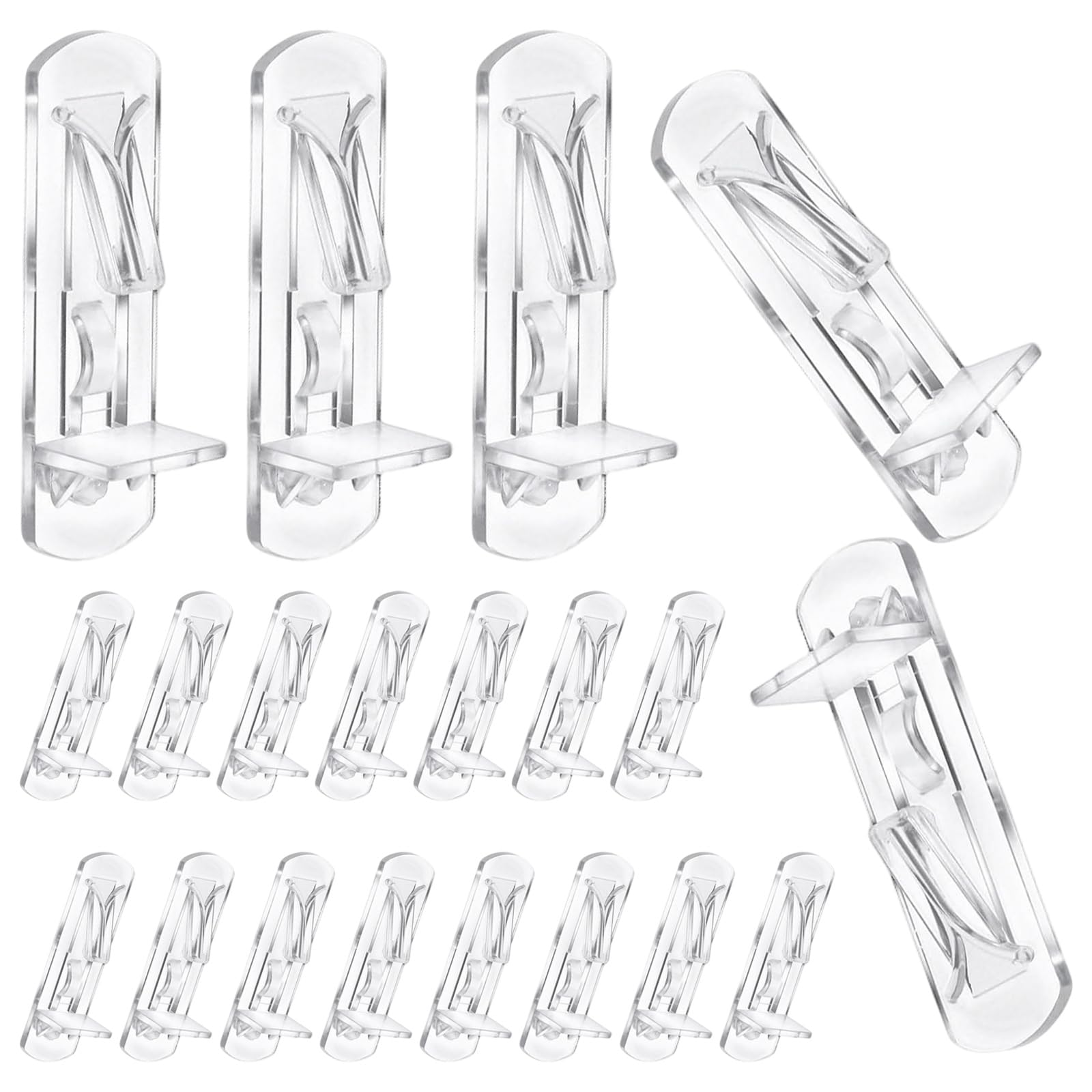 ZenithQuest 20pcs Plastic Locking Shelf Pins Shelf Support Pegs Fits 5mm Diameter Hole & 20mm Thick Shelves Cabinet Clear Self-Locking Bracket for Kitchen Furniture Book Shelves