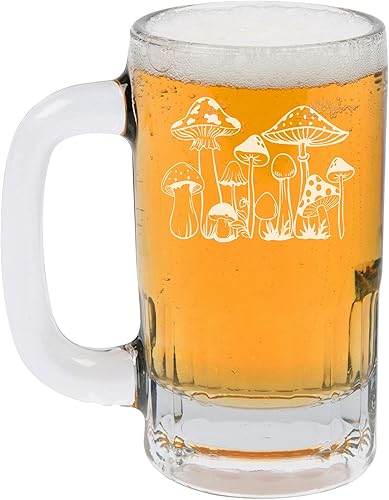 Taza de cerveza de 12oz Stein Glass Gift Champiñones