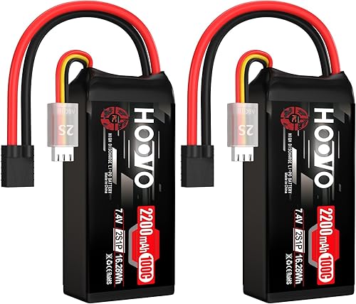 HOOVO 2S Shorty Lipo Batería 2200mAh 100C 74V RC Lipo Batería con conector TR para FPV Racing Drone RC Avión Helicóptero Quadcopter Car-2 Pack