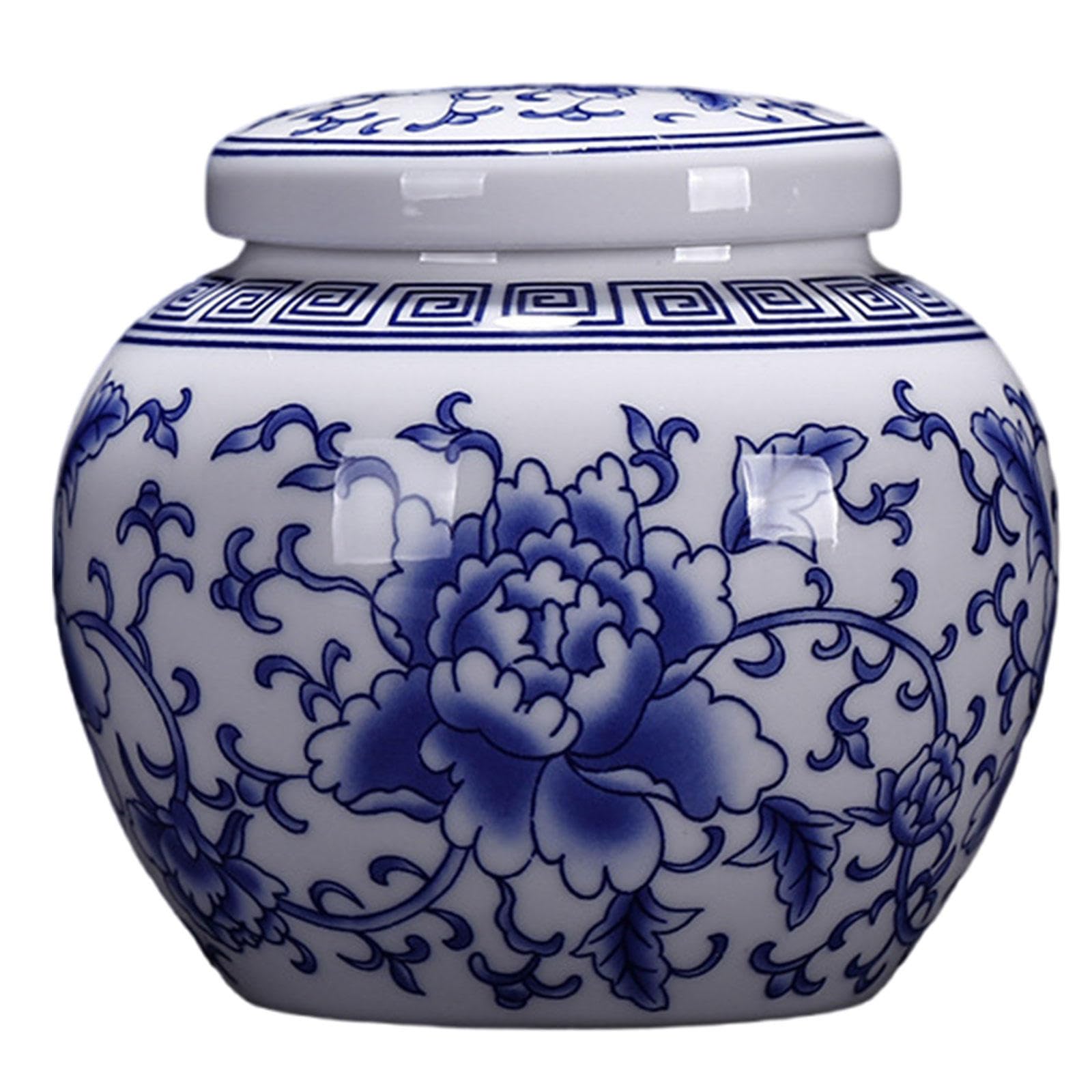 Ceramic urns, Cremation Funeral Burial Keepsake Urns, Ceramic Sealed Jar with Hand-Painted Pattern, Pet Urn(D)